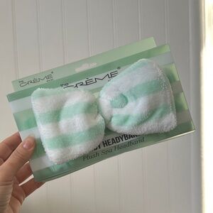 The Crรจme Shop Plush Spa Headband - Mint Green and White